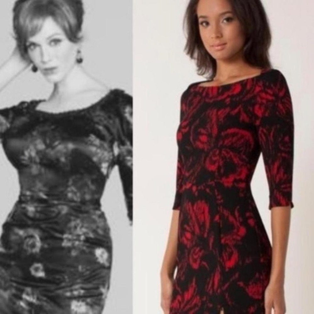 Black Halo Marissa Floral BLACK RED PRINTED Dress